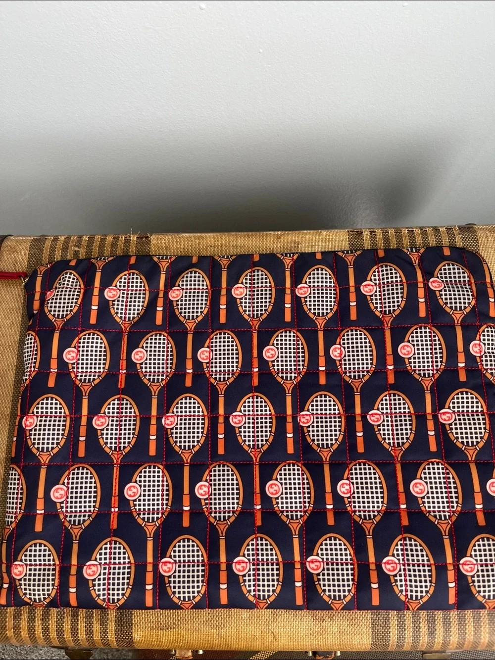 Gucci Navy and Orange Tennis Racket Laptop Sleeve